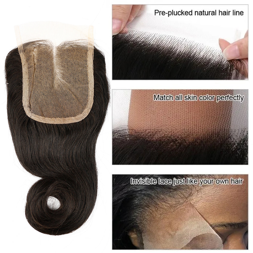 1b# Hook Straight Fumi Hair 3 Bundles With 4x4 Lace Closure