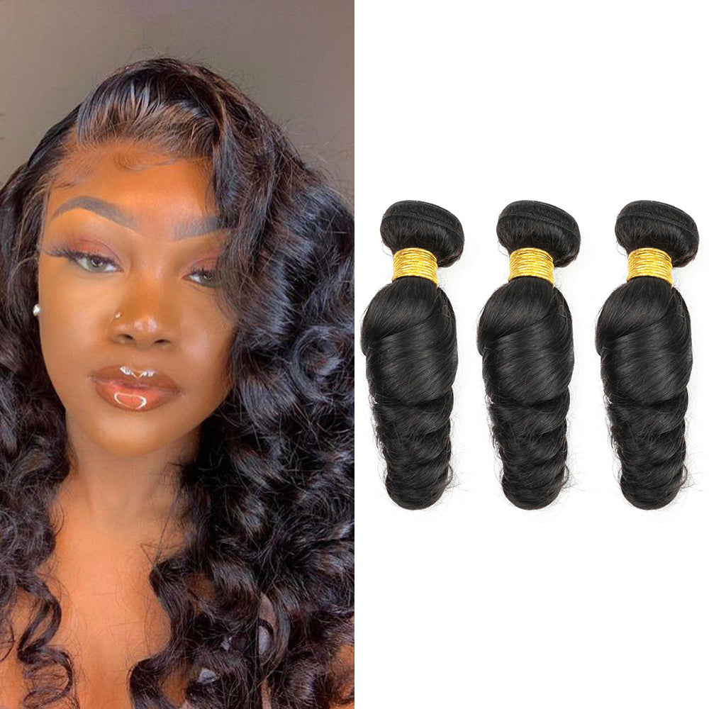 Loose Wave 100% Human Hair 3 Bundles Natural Black