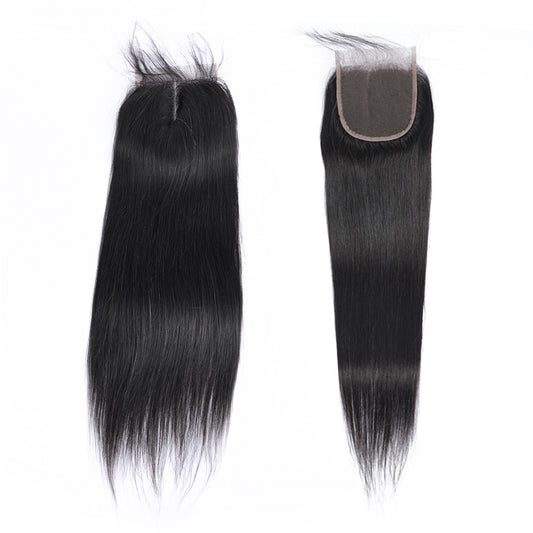 Straight 100% Human Hair 4x4 Lace Closure Natural Black